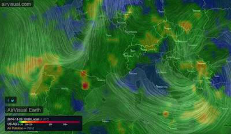 E’ online e liberamente consultabile la mappa mondiale dell’inquinamento dell’aria