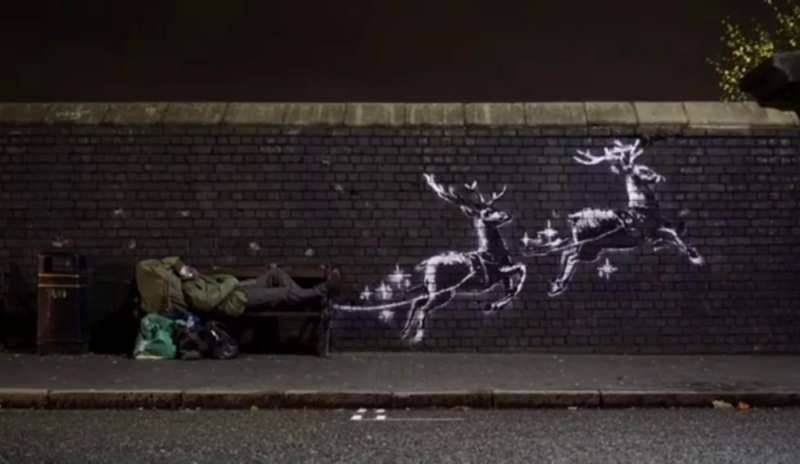Il commovente murales natalizio di Banksy in un video virale