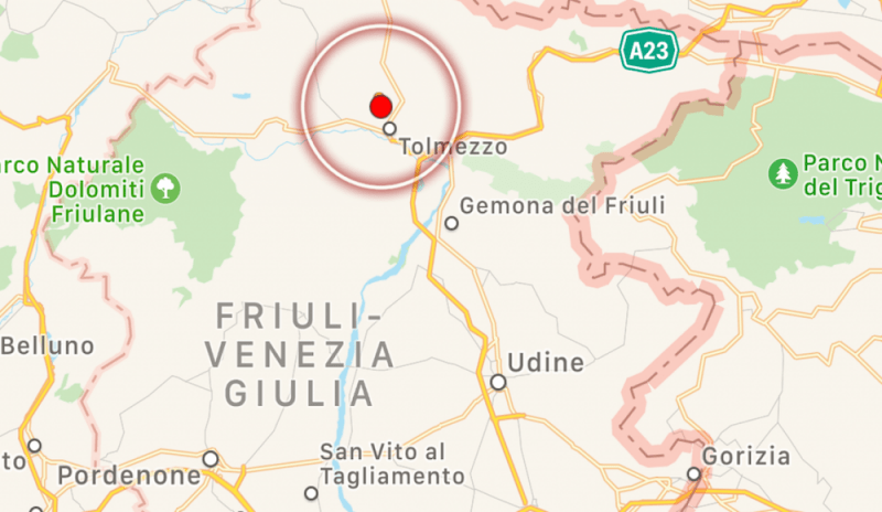 Terremoto in provincia di Udine