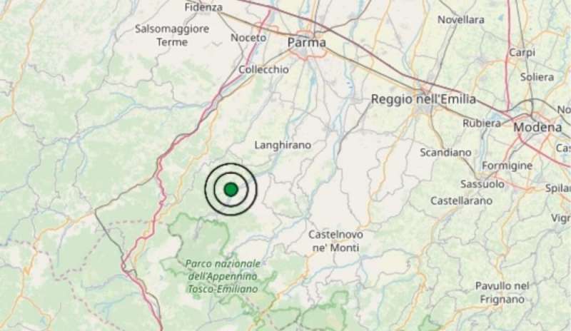 Terremoto 3.4 vicino Parma
