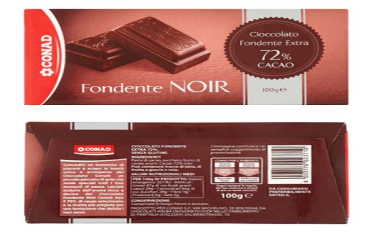 Probabili tracce di plastica dura nel Cioccolato Fondente Noir Conad