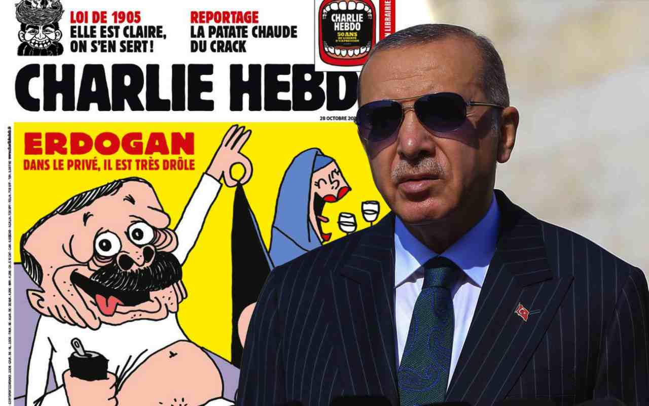 Erdogan: “Ignorerò la mia caricatura su Charlie Hebdo. Macron vuole le crociate”