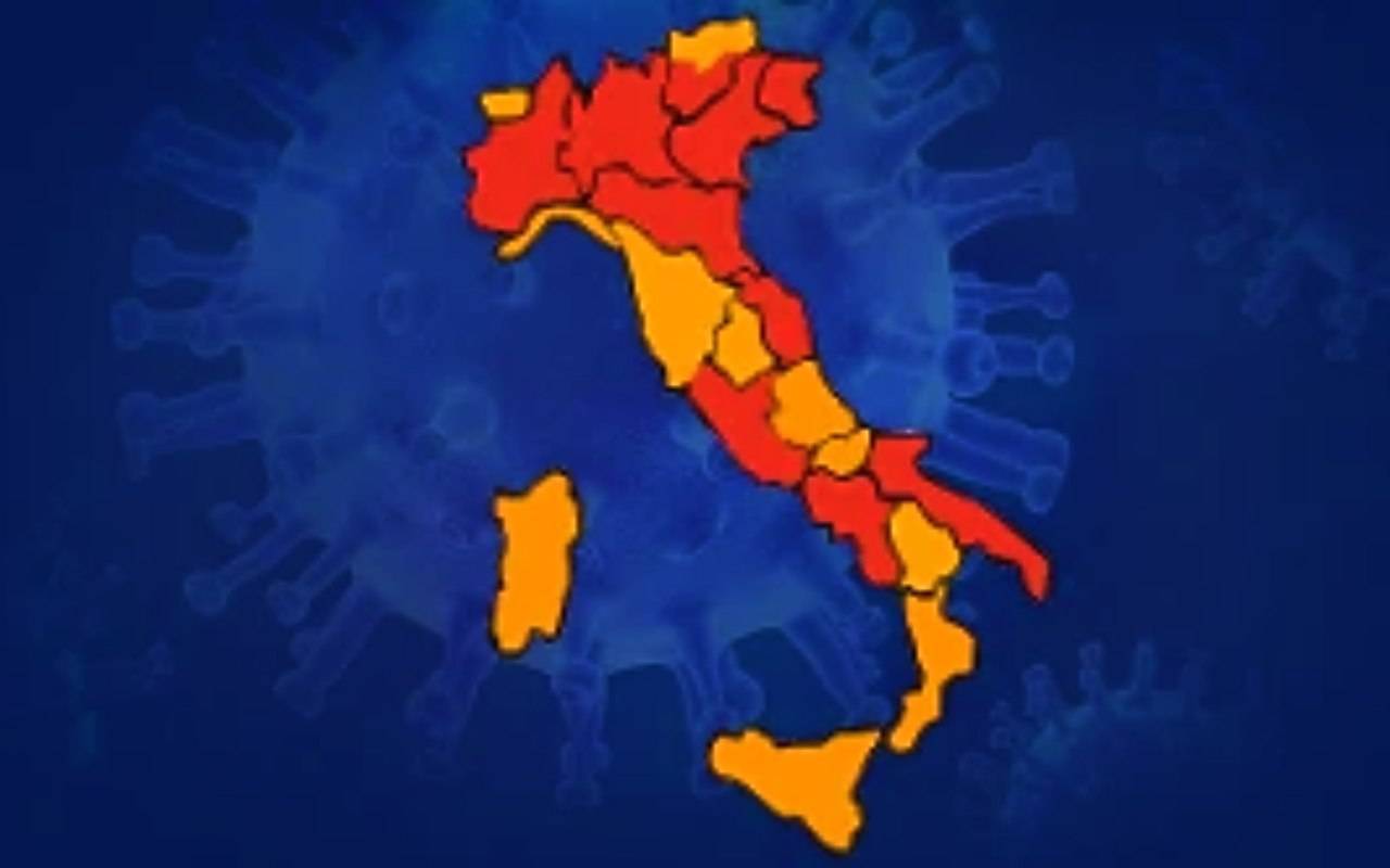 La mappa “in rosso” dell’Italia in Pandemia. La Sardegna torna arancione